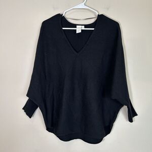 ady p V neck Black 3/4 sleeve bat wing sweater‎ Women's Small Soft